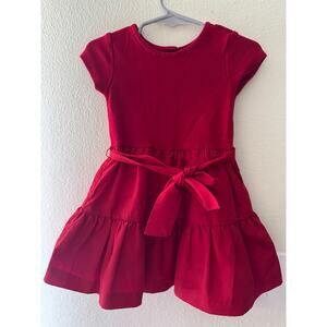 Ralph Lauren tiered infant toddler red dress / bloomers / bow, size 12 months